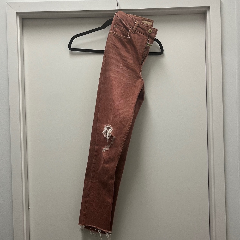 Terracotta Mid-Rise Cropped Denim